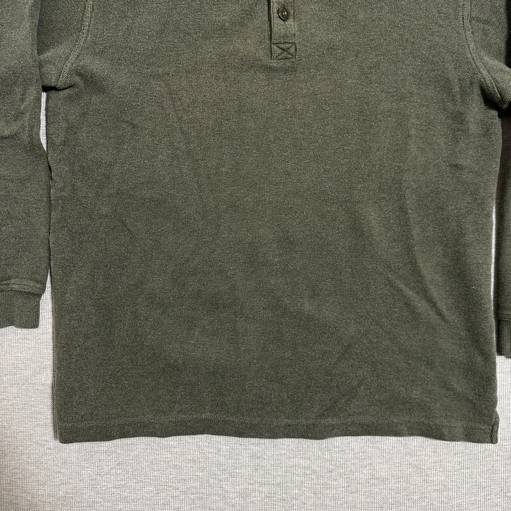 L.L Bean Henley Shirt Tall Long Sleeve Waffle Knit Olive Green Mens Large‎